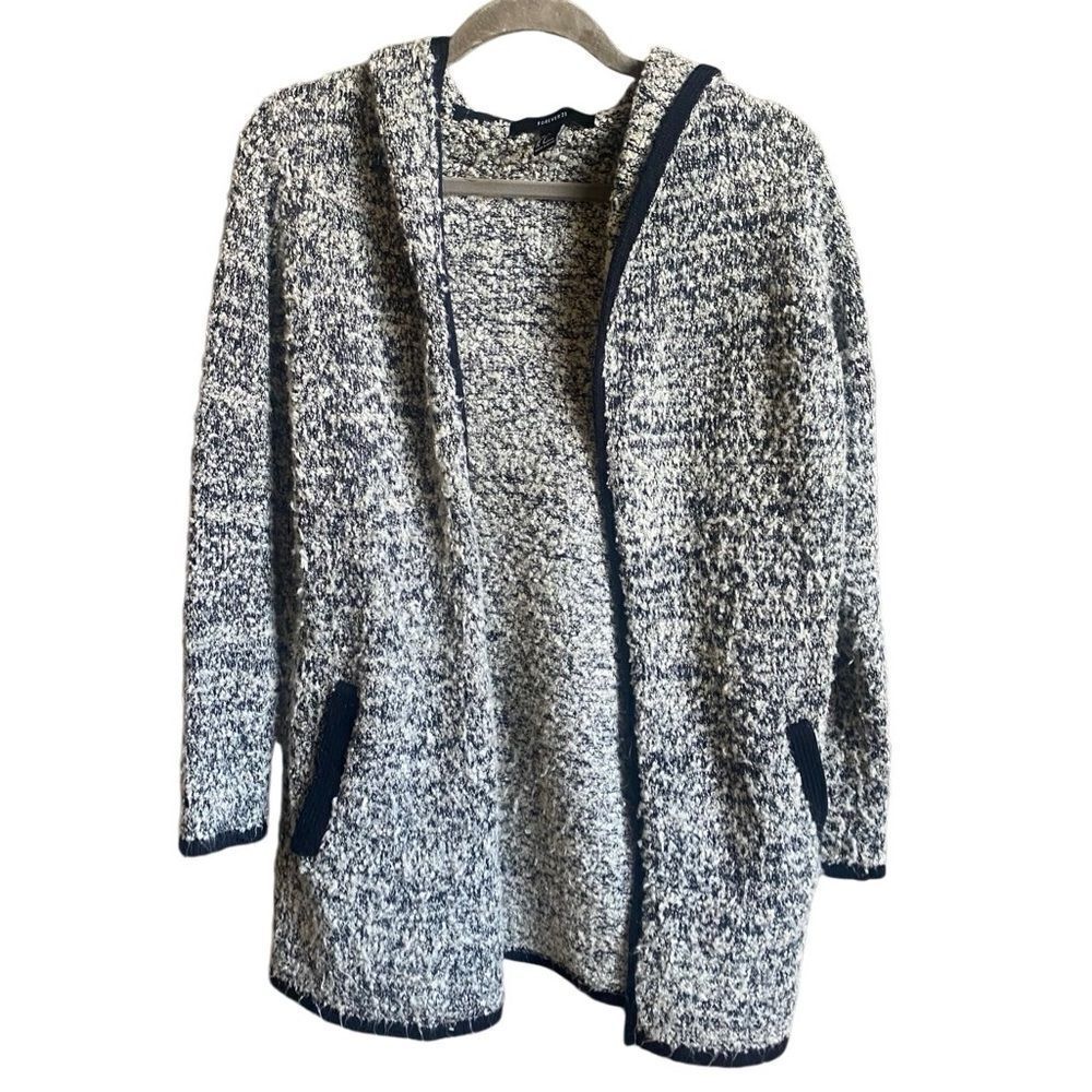 Forever 21 Gray Knit Open Cardigan with Pockets and Hood. Size Small.